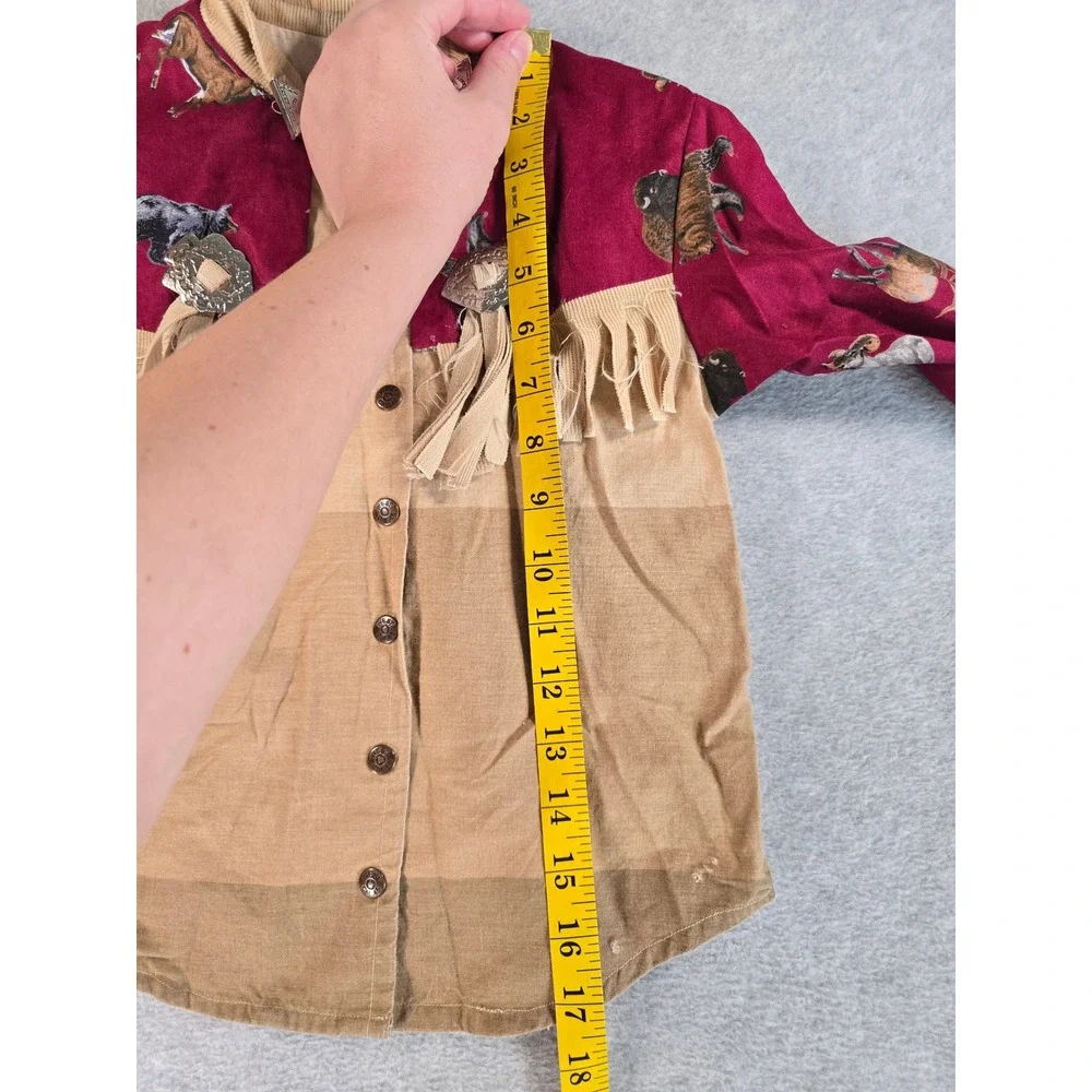 Vintage Western Set Costume Cosplay Kids 2T Tan Burgundy Fringe Corduroy Rodeo